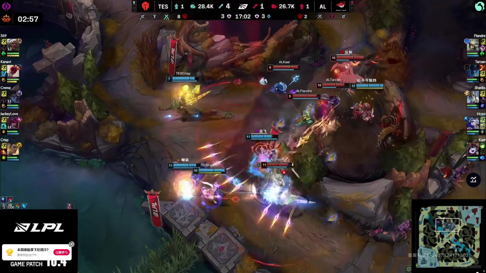 png电子平台AL全在天上飞！Crisp芮尔爆炸开团四人！TES完美团0换5！